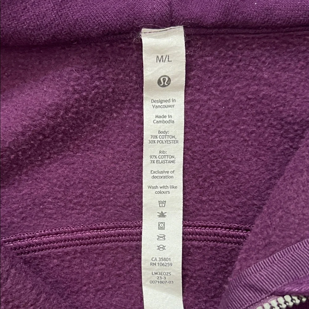 Lululemon Scuba Oversized Full Zip Hoodie M/L Dramatic Magenta Purple NWT - Picture 4 of 5